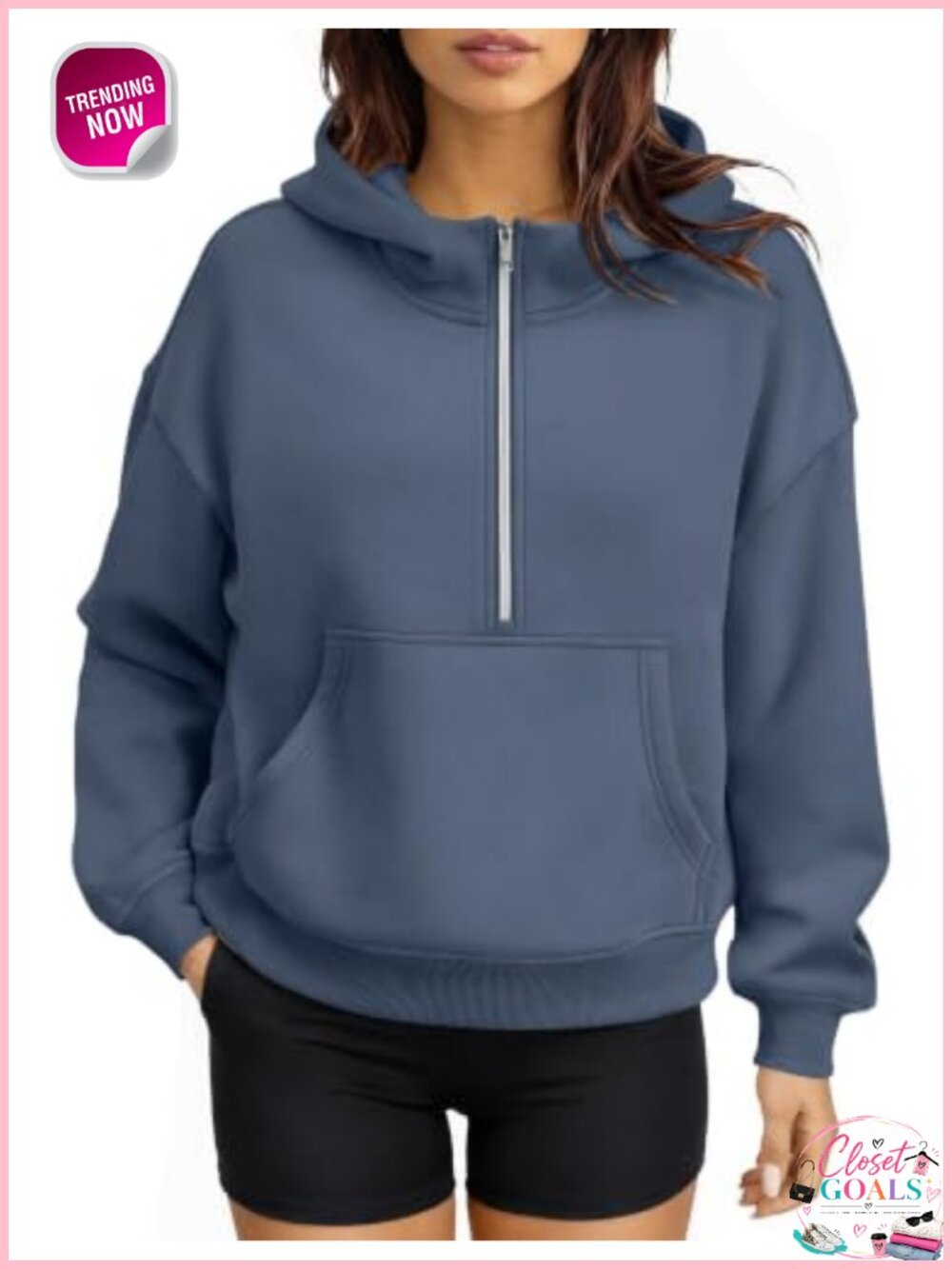 Half Zip Hoodie Women Fleece Pullover Sweatshirt Oversized